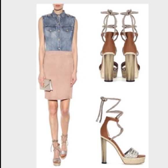 Jimmy Choo Brown Leather Platform Sandals - Picture 2 of 7